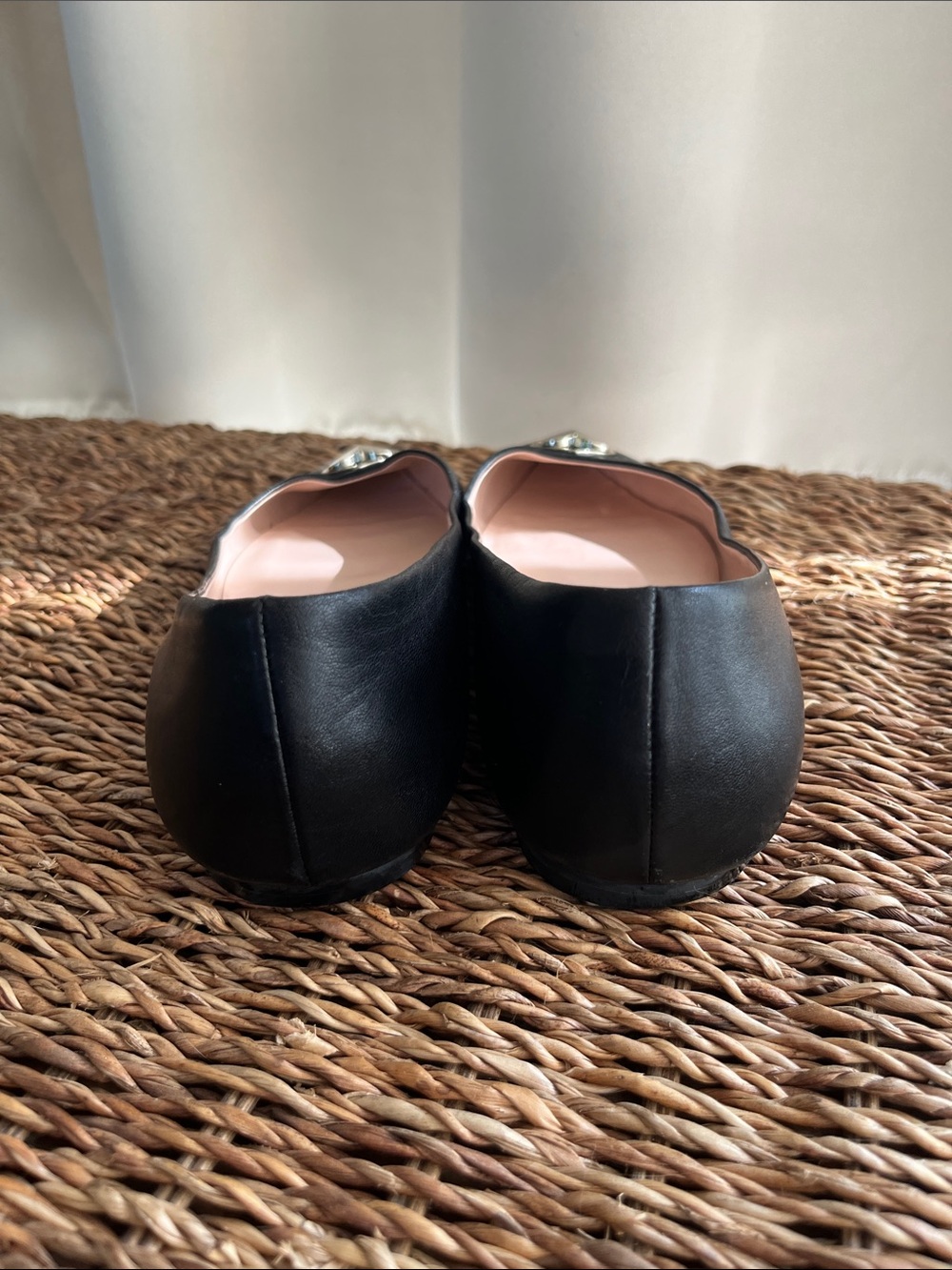 ♠️ kate spade Black Pointed Leather Flats with logo - Picture 8 of 12